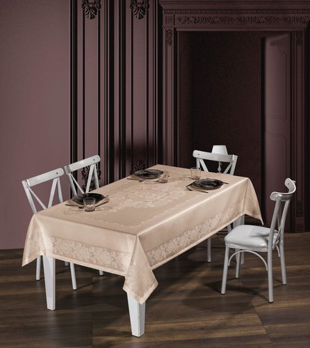 Скатерть прямоугольная DO&CO VIYANA жаккард капучино 160х220, фото, фотография