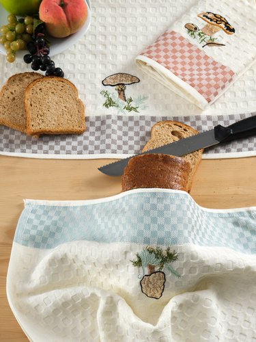 Подарочный набор полотенец для кухни 45х65(3) Meteor DAMA MUSHROOM хлопковая вафля, фото, фотография