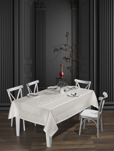 Скатерть прямоугольная DO&CO VERONA жаккард кремовый 160х220, фото, фотография