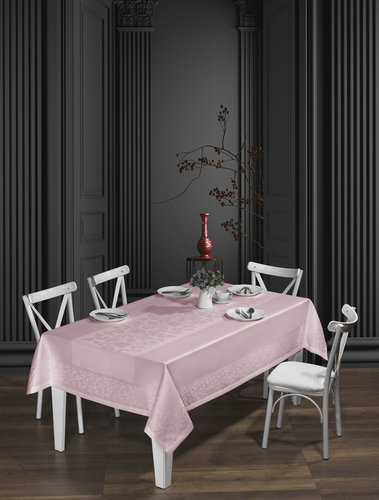 Скатерть прямоугольная DO&CO VERONA жаккард пудра 160х220, фото, фотография