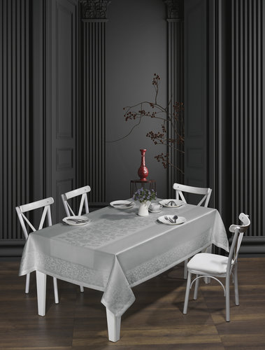 Скатерть прямоугольная DO&CO VERONA жаккард серый 160х220, фото, фотография