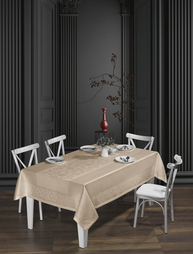 Скатерть прямоугольная DO&CO VERONA жаккард капучино 160х220, фото, фотография