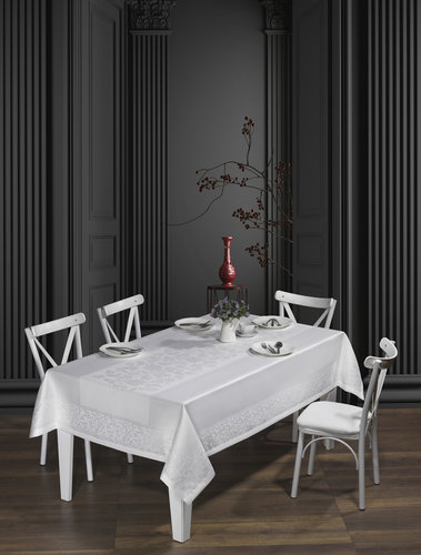 Скатерть прямоугольная DO&CO VERONA жаккард белый 160х220, фото, фотография