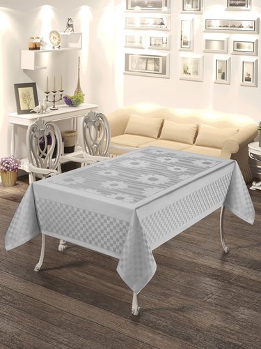 Скатерть прямоугольная DO&CO PRIZMA жаккард серый 160х220, фото, фотография