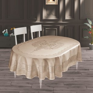 Скатерть овальная DO&CO VIYANA жаккард капучино 160х220