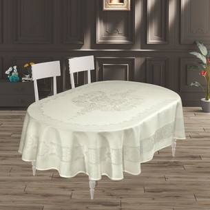 Скатерть овальная DO&CO VIYANA жаккард кремовый 160х220