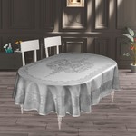 Скатерть овальная DO&CO VIYANA жаккард серый 160х220, фото, фотография