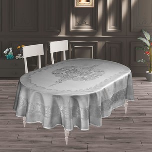 Скатерть овальная DO&CO VIYANA жаккард серый 160х220