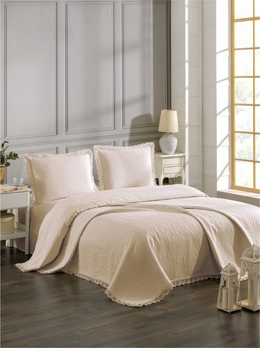 Покрывало DO&CO CALISTA жаккард хлопок бежевый 220х240, фото, фотография