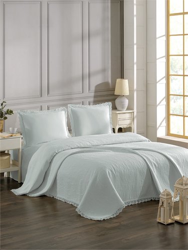 Покрывало DO&CO CALISTA жаккард хлопок зелёный 220х240, фото, фотография