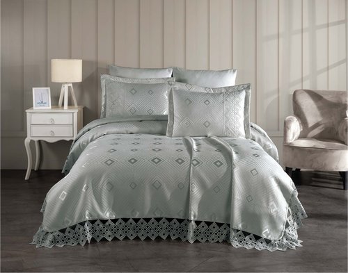 Покрывало гобеленовое DO&CO IPEK жаккард полиэстер серый 240х260, фото, фотография