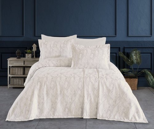 Покрывало гобеленовое DO&CO LULU жаккард полиэстер кремовый 240х260, фото, фотография