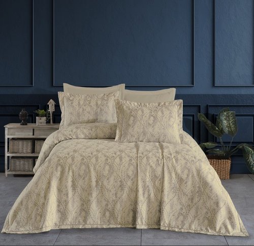 Покрывало гобеленовое DO&CO LULU жаккард полиэстер капучино 240х260, фото, фотография