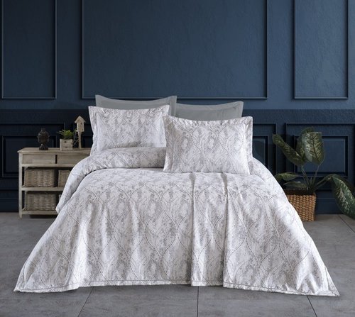 Покрывало гобеленовое DO&CO LULU жаккард полиэстер серый 240х260, фото, фотография