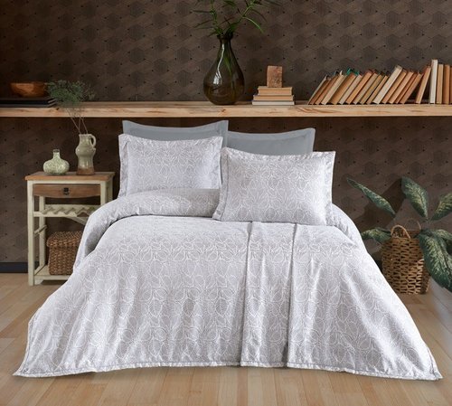 Покрывало гобеленовое DO&CO AYDA жаккард полиэстер серый 240х260, фото, фотография