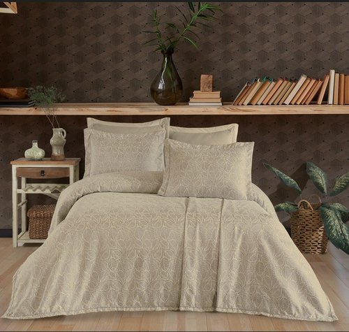 Покрывало гобеленовое DO&CO AYDA жаккард полиэстер бежевый 240х260, фото, фотография