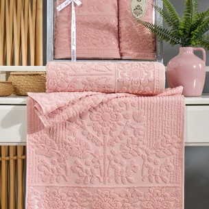 Подарочный набор полотенец для ванной 50х90, 70х140 Philippus LYDIA хлопковая махра пудра