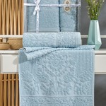 Подарочный набор полотенец для ванной 50х90, 70х140 Philippus LYDIA хлопковая махра бирюзовый, фото, фотография