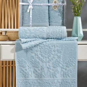Подарочный набор полотенец для ванной 50х90, 70х140 Philippus LYDIA хлопковая махра бирюзовый