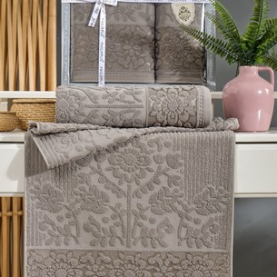 Подарочный набор полотенец для ванной 50х90, 70х140 Philippus LYDIA хлопковая махра бежевый