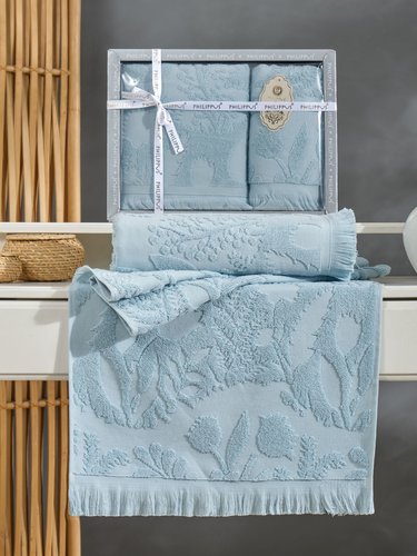 Подарочный набор полотенец для ванной 50х90, 70х140 Philippus BELEK хлопковая махра бирюзовый, фото, фотография