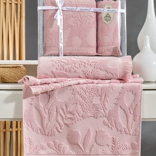 Подарочный набор полотенец для ванной 50х90, 70х140 Philippus BELEK хлопковая махра пудра