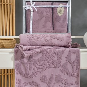 Подарочный набор полотенец для ванной 50х90, 70х140 Philippus BELEK хлопковая махра баклажан