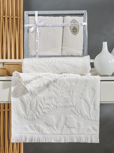 Подарочный набор полотенец для ванной 50х90, 70х140 Philippus BELEK хлопковая махра кремовый, фото, фотография