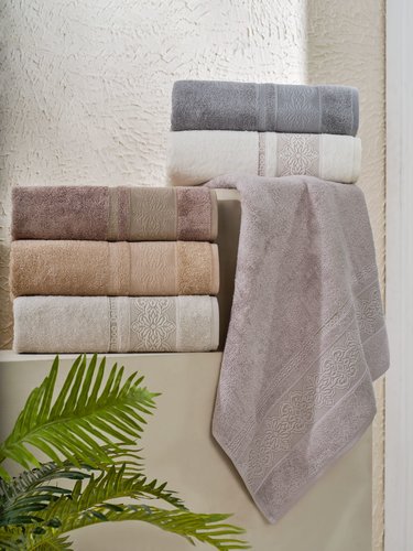 Набор полотенец для ванной 6 шт. Philippus AFRA бамбуковая махра 70х140, фото, фотография