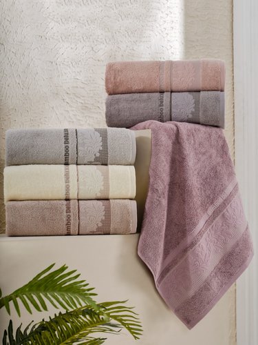 Набор полотенец для ванной 6 шт. Philippus SABRINA бамбуковая махра 70х140, фото, фотография