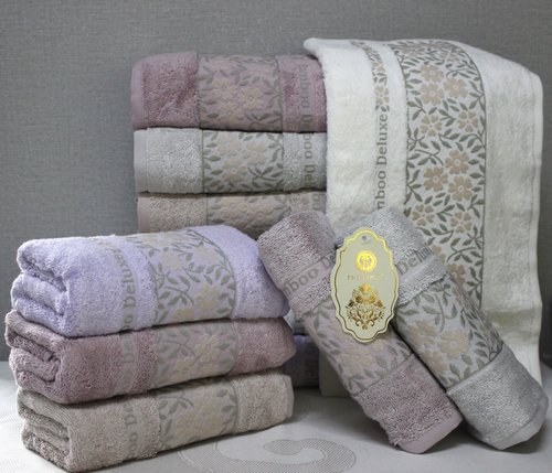 Набор полотенец для ванной 6 шт. Philippus HAZAN бамбуковая махра 70х140, фото, фотография