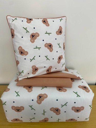Детское постельное белье в кроватку с одеялом и подушкой Maison Dor BEBICO LITTLE KOALA хлопковый сатин коричневый, фото, фотография