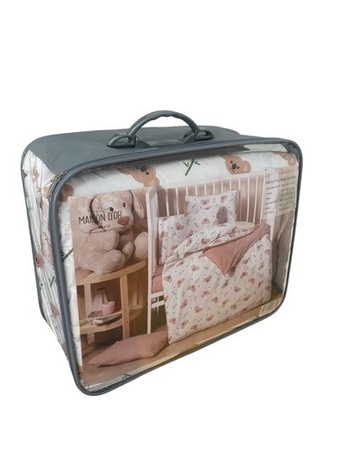 Детское постельное белье в кроватку с одеялом и подушкой Maison Dor BEBICO LITTLE KOALA хлопковый сатин коричневый, фото, фотография