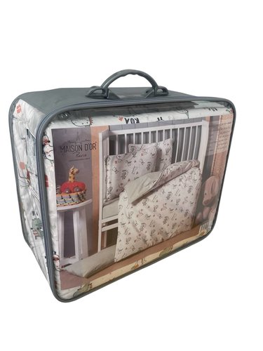 Детское постельное белье в кроватку с одеялом и подушкой Maison Dor BEBICO DINOSAURE хлопковый сатин зелёный, фото, фотография