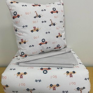 Детское постельное белье в кроватку с одеялом и подушкой Maison Dor BEBICO RACING хлопковый сатин бежевый