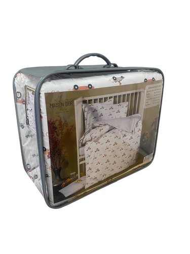 Детское постельное белье в кроватку с одеялом и подушкой Maison Dor BEBICO RACING хлопковый сатин бежевый, фото, фотография