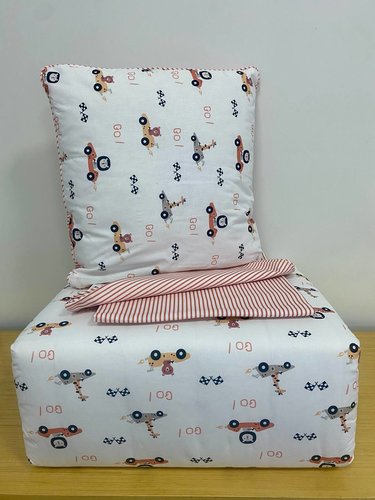 Детское постельное белье в кроватку с одеялом и подушкой Maison Dor BEBICO RACING хлопковый сатин оранжевый, фото, фотография