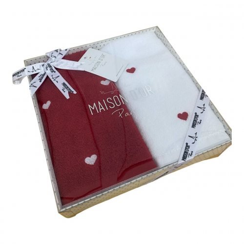 Подарочный набор полотенец-салфеток 40х60(2) Maison Dor HEART DUO хлопковая махра сердца, фото, фотография