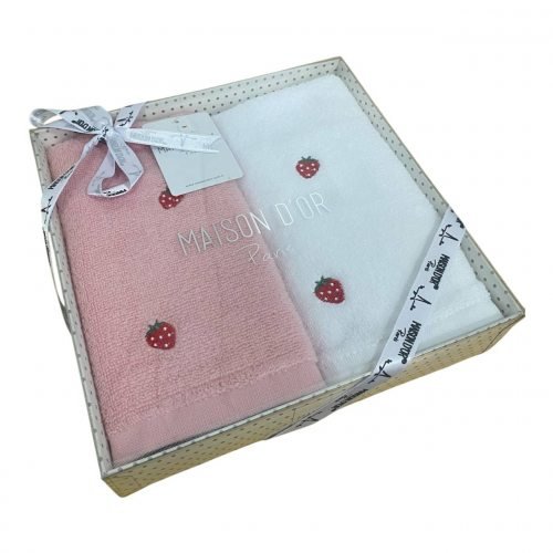 Подарочный набор полотенец-салфеток 40х60(2) Maison Dor STRAWBERRY хлопковая махра клубника, фото, фотография