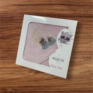 Детское полотенце-уголок Maison Dor STAR хлопковая махра розовый 75х75