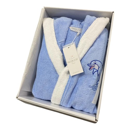 Халат детский Maison Dor STAR хлопковая махра голубой 8 лет, фото, фотография