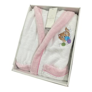 Халат детский Maison Dor STAR хлопковая махра белый+розовый 2 года