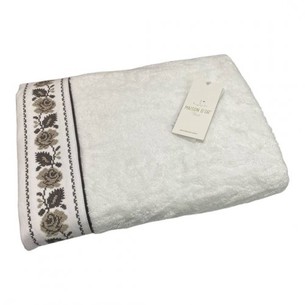 Полотенце для ванной Maison Dor ROSANNA хлопковая махра белый+коричневый 50х100