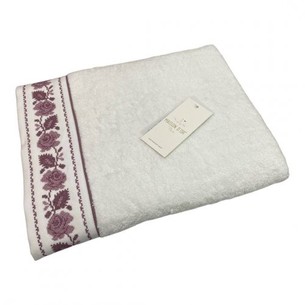 Полотенце для ванной Maison Dor ROSANNA хлопковая махра белый+фиолетовый 50х100