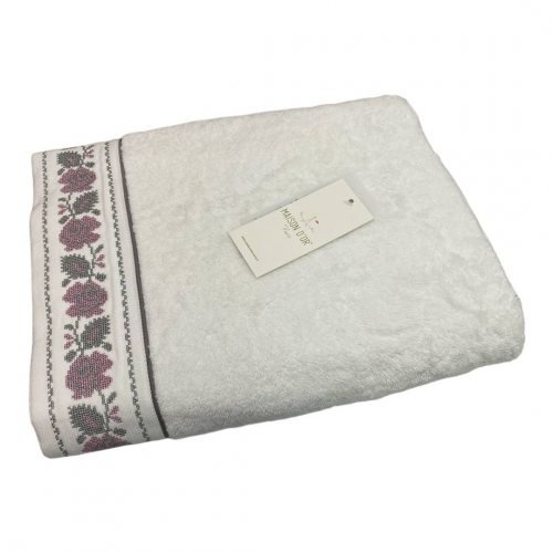 Полотенце для ванной Maison Dor ROSANNA хлопковая махра белый+серый 50х100, фото, фотография