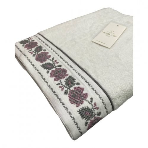 Полотенце для ванной Maison Dor ROSANNA хлопковая махра белый+серый 50х100, фото, фотография