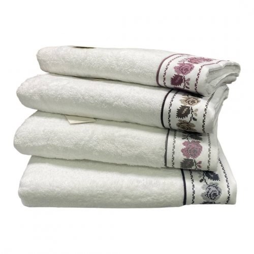 Полотенце для ванной Maison Dor ROSANNA хлопковая махра белый+серый 50х100, фото, фотография