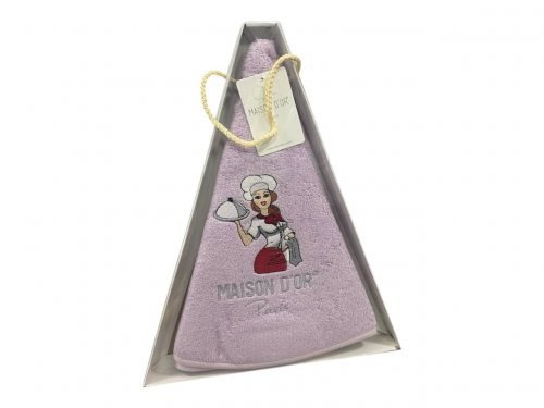 Полотенце-салфетка круглое в подарочной упаковке Maison Dor MAXI BOX хлопковая махра сиреневый D=70, фото, фотография