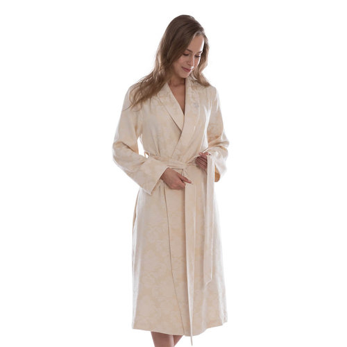 Халат женский Tivolyo Home HAMPTON бамбуко-хлопковый жаккард бежевый S/M, фото, фотография