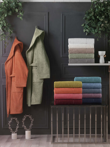 Халат Sarev NEW SOHO хлопковая махра бордовый XL, фото, фотография